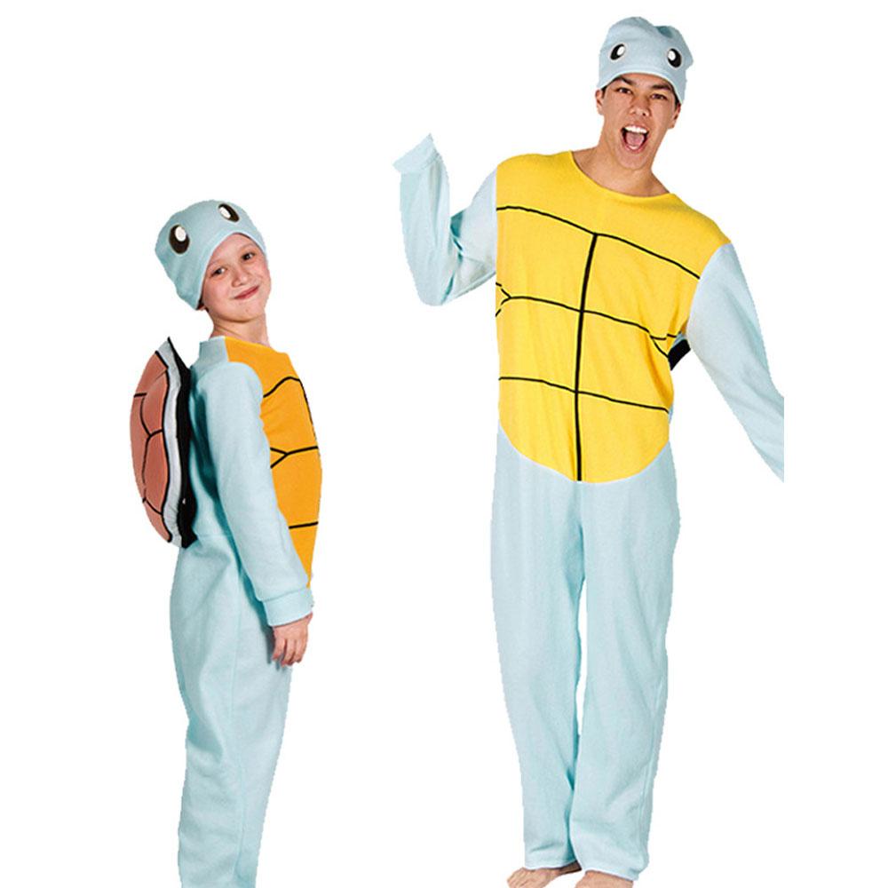 Jenny Turtle Costumes Parent-child Anime Cosplay Jumpsuit Halloween Outfit for Adult Kids