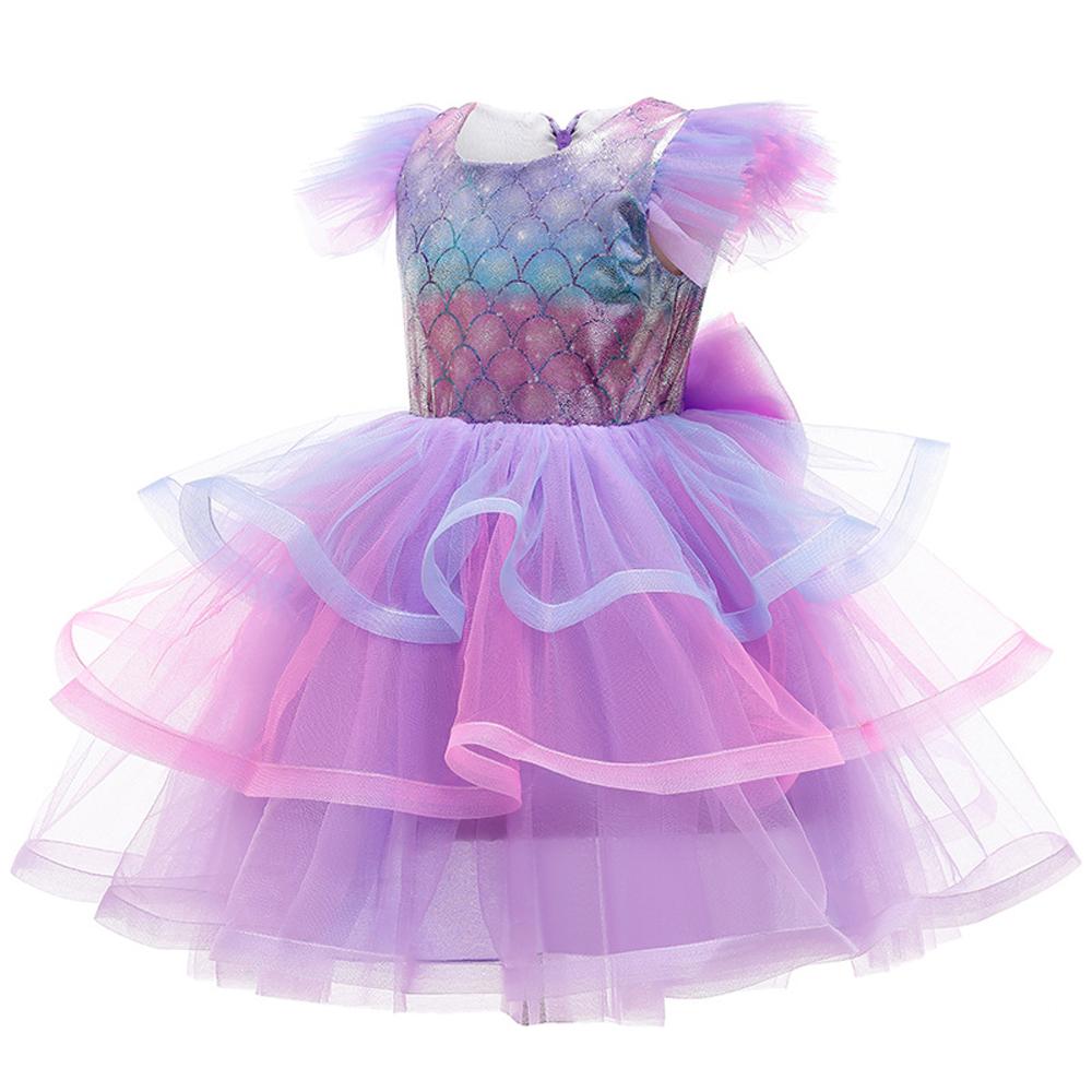 Girls Mermaid Dresses Short Sleeve Party Tutu Dresses