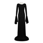 Morticia Addams Costume Dress Wedensday Halloween Party Retro Gothic long skirt - Azufun