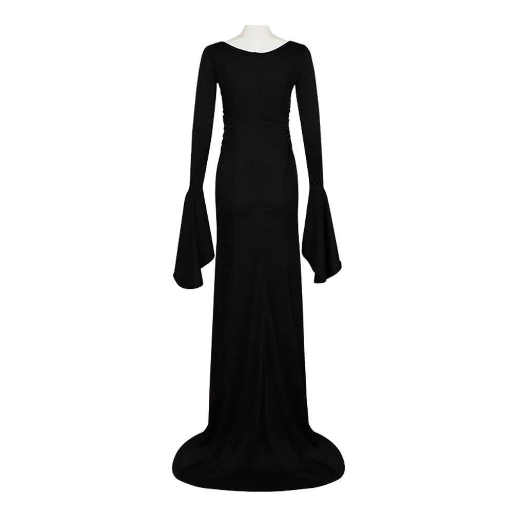 Morticia Addams Costume Dress Wedensday Halloween Party Retro Gothic long skirt - Azufun