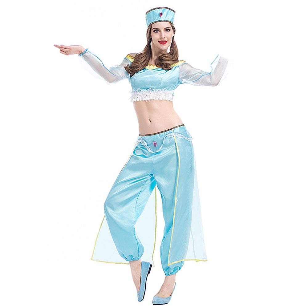 Aladdin Magic Lamp Jasmine Adult Princess Costume Cosplay Fancy Dress - Azufun