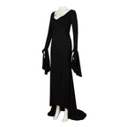 Morticia Addams Costume Dress Wedensday Halloween Party Retro Gothic long skirt - Azufun