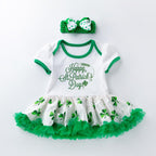 Infant Baby Girls St. Patrick¡¯s Day Outfit Green Shamrock Romper Tutu Skirt