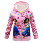 Encanto Hoodie Zip Up Jackets for Girls Outdoor Cartoon Hooded Sweatshirt