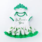 Infant Baby Girls St. Patrick¡¯s Day Outfit Green Shamrock Romper Tutu Skirt