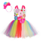 Halloween Lollipop Rainbow Mesh Princess Tutu Dress