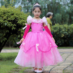 Girls Belle Cinderella Snow White Princess Costume Long Tutu Dress - Azufun