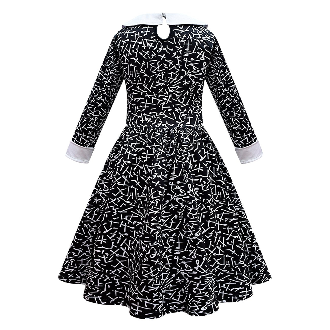 Wednesday Costume The Addams Family Cosplay Lapel Print Dress For Kids - Azufun
