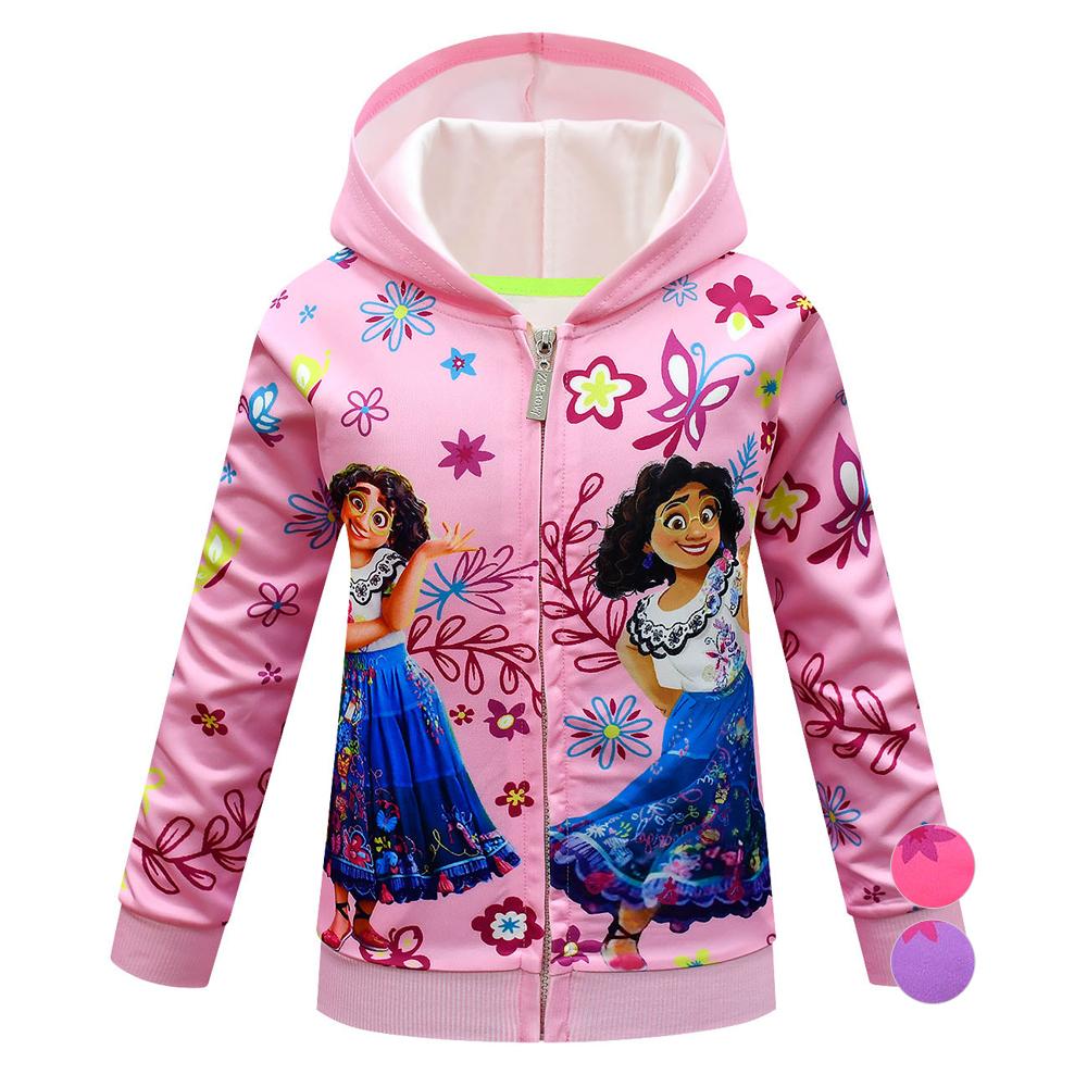 Encanto Hoodie Zip Up Jackets for Girls Outdoor Cartoon Hooded Sweatshirt