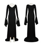 Morticia Addams Costume Dress Wedensday Halloween Party Retro Gothic long skirt - Azufun