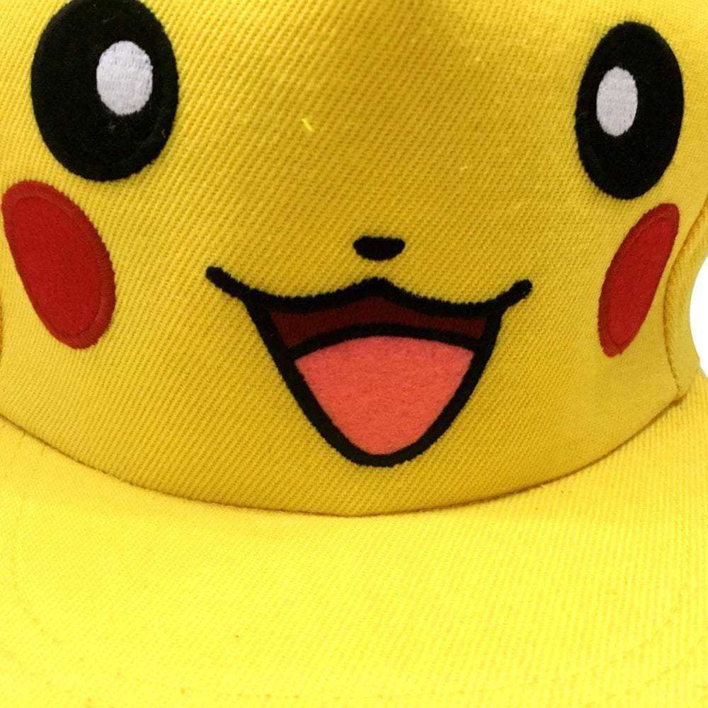 Pokemon Yellow Cute Elf Pikachu Big Face with Ears Trucker Hat - Azufun