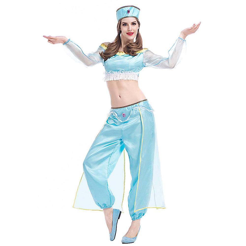 Aladdin Magic Lamp Jasmine Adult Princess Costume Cosplay Fancy Dress - Azufun