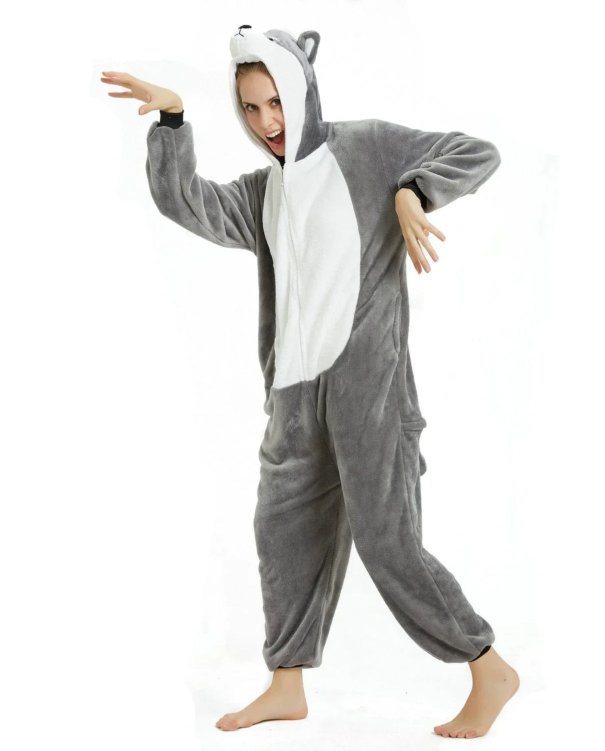 Long-haired Husky Dog Kigurumi Onesies Pajamas Costume