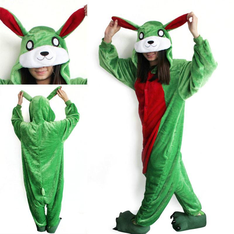 Green Rabbit Onesies Hoodie Pajamas Animal Costume Kigurumi