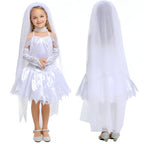 Child Girls Halloween White Angel Ghost Bride Cos Princess Dress