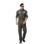 Mens Top Gun Jumpsuit Costume Adult Flight Suit Pilot Aviator Uniform