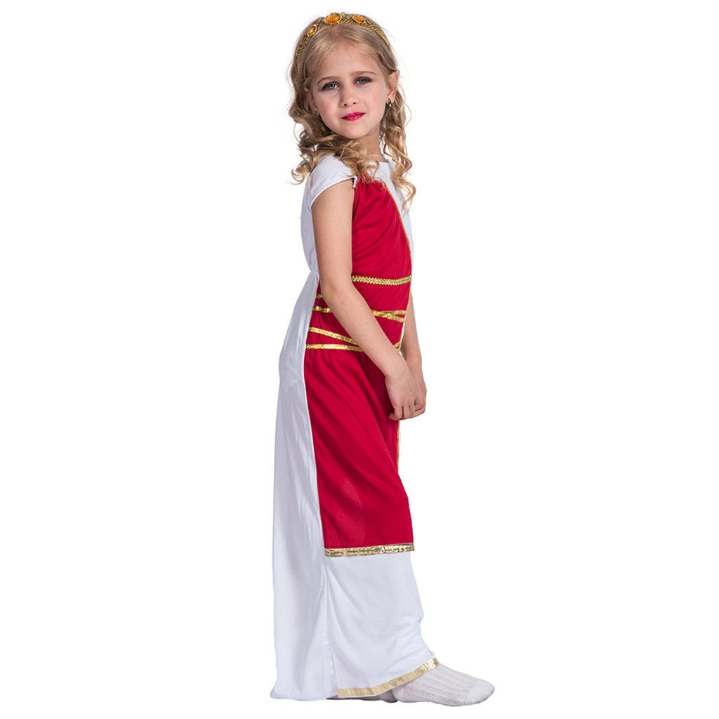 Roman Greek Goddess Costume Cosplay Halloween Party Fancy Dress for Girls