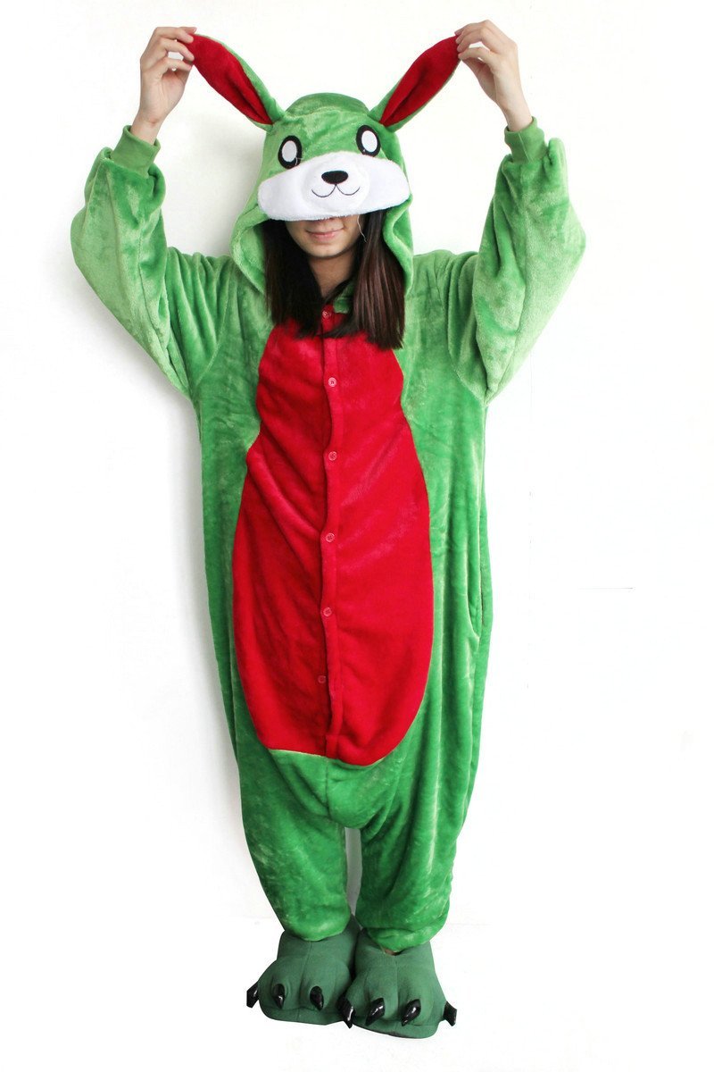 Green Rabbit Onesies Hoodie Pajamas Animal Costume Kigurumi