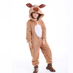 Family Matching Santa Deer Kigurumi Pajamas Hooded Zipper Jumpsuit