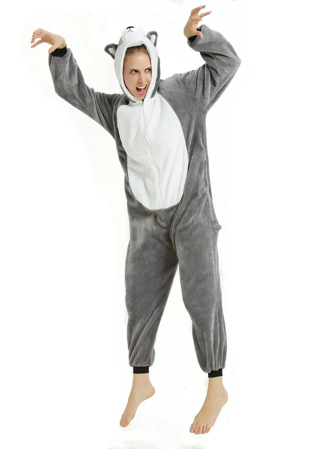 Long-haired Husky Dog Kigurumi Onesies Pajamas Costume