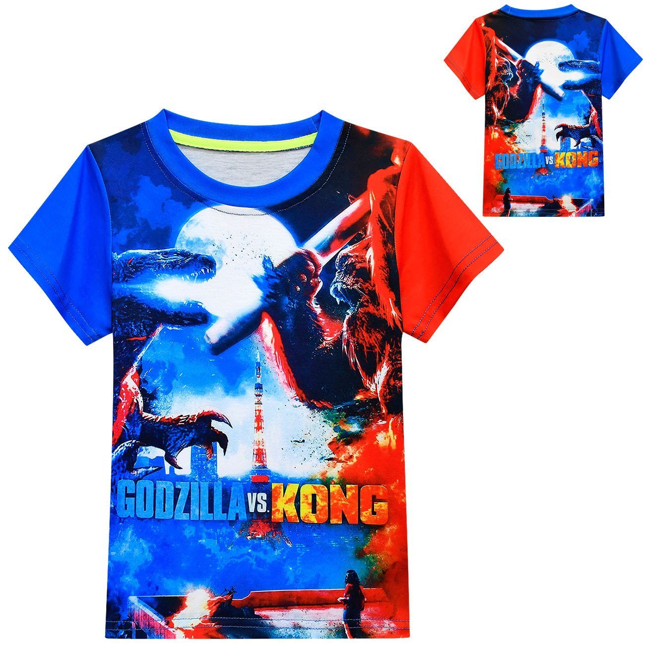 Kids Godzilla Vs Kong Printed Short Sleeve Crew Neck T-Shirt for Boys