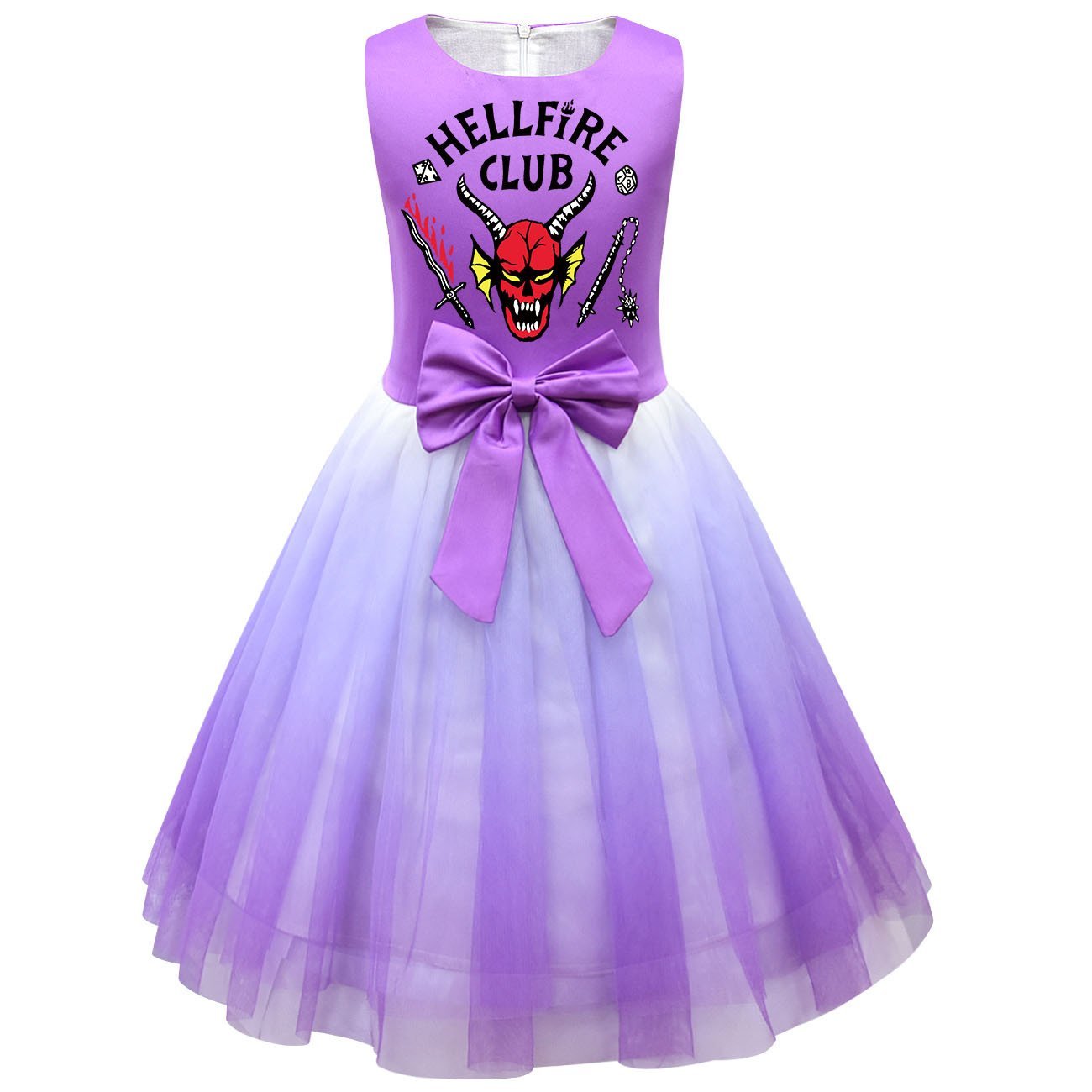 girls' Stranger Things 4 printed costumes tutu sleeveless dress for kids - Azufun