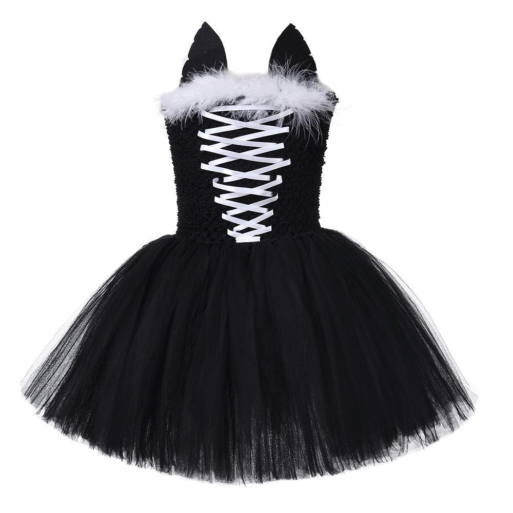 cute cat black Tutu Dress for Baby Girl Halloween Cartoon Costume - Azufun