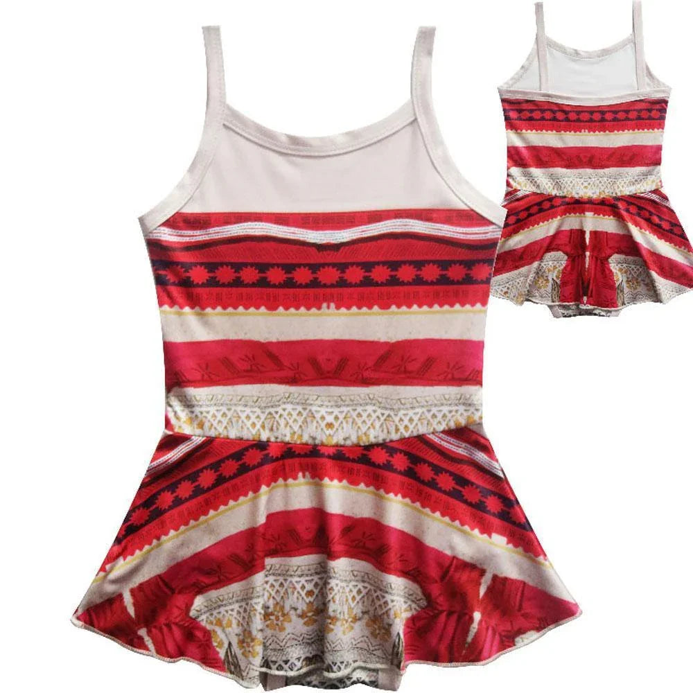 Moana Movie Costume Swimsuit Kids Cartoon Printed One Piece Swimwear - Azufun