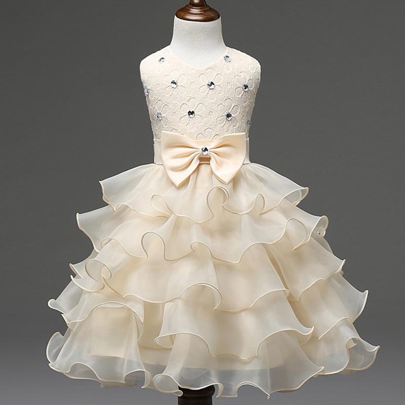 Kids Little Girls' Dress Solid Colored Flower Party Sequins Layered Sleeveless Princess Sweet Dresses - Azufun