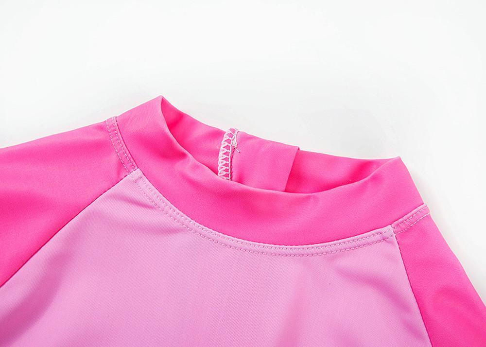 Girls One Piece Swimsuit Long Sleeve Unicorn Bathing Zip Suit with Hat - Azufun