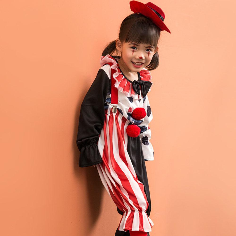 Clown Cosplay Costumes Stage Performance Dress Halloween Children's Day Outfit for Toddler Kids