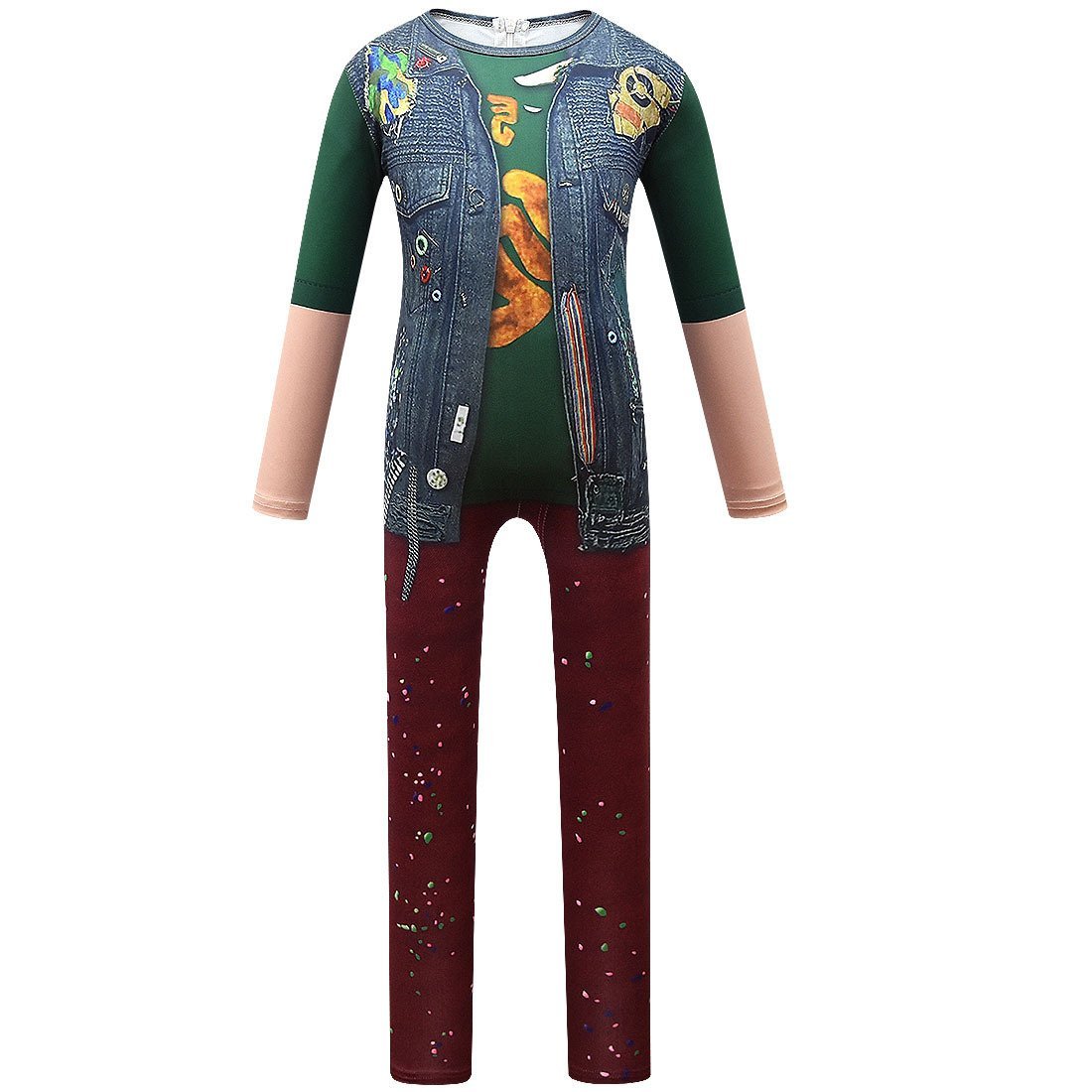 Kids Zombies 2 Werewolf Costumes jumpsuits onesies green Children Jumpsuit Bodysuit Outfits - Azufun