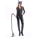 Catwoman Costumes Leather Jumpsuit Halloween - Azufun