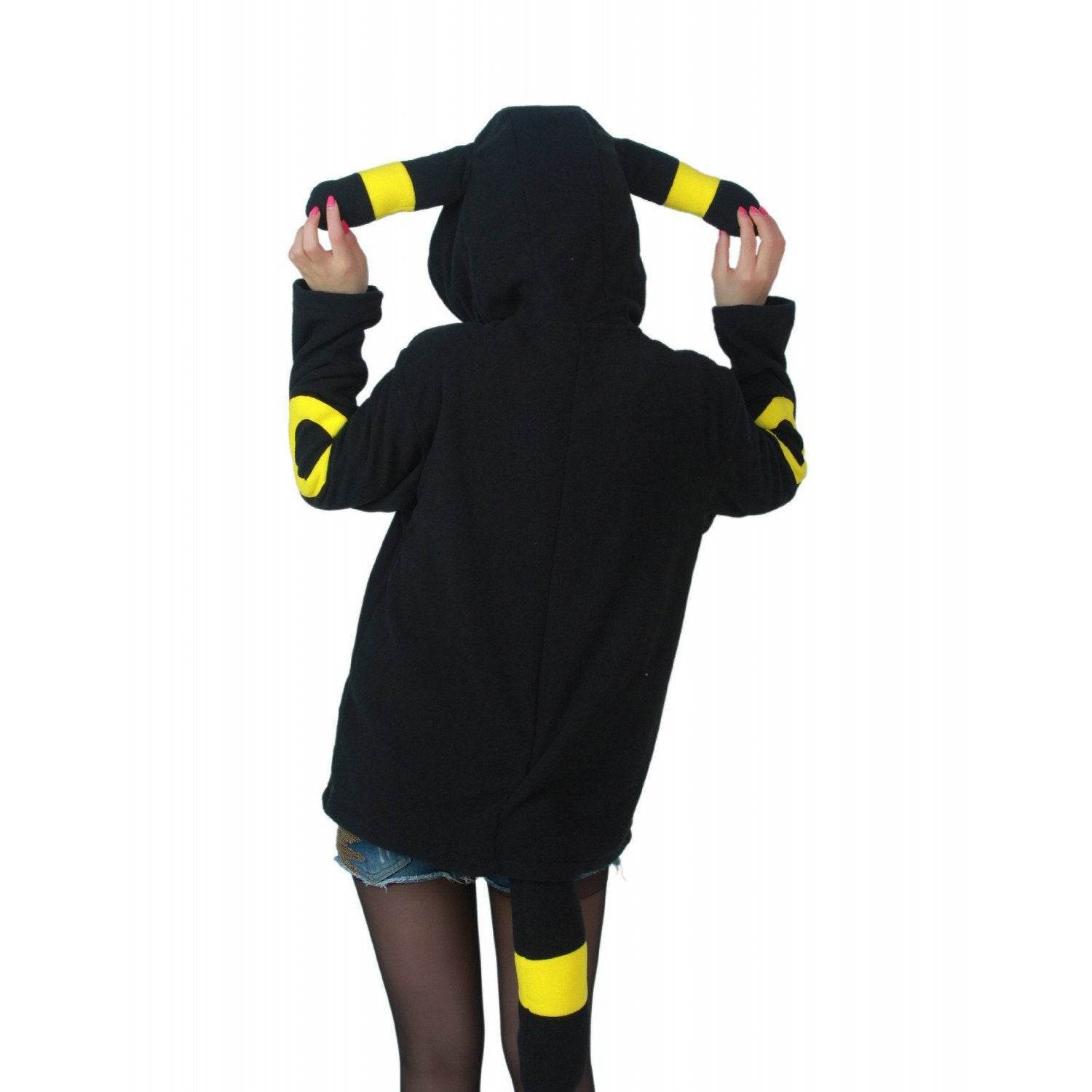Pocket Monster Pokemon Umbreon Eevee Yellow Black Kigurumi Hoodie Coat - Azufun