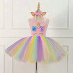 Mesh Handwork with Headgear Unicorn Party Tutu Dress for Girl - Azufun
