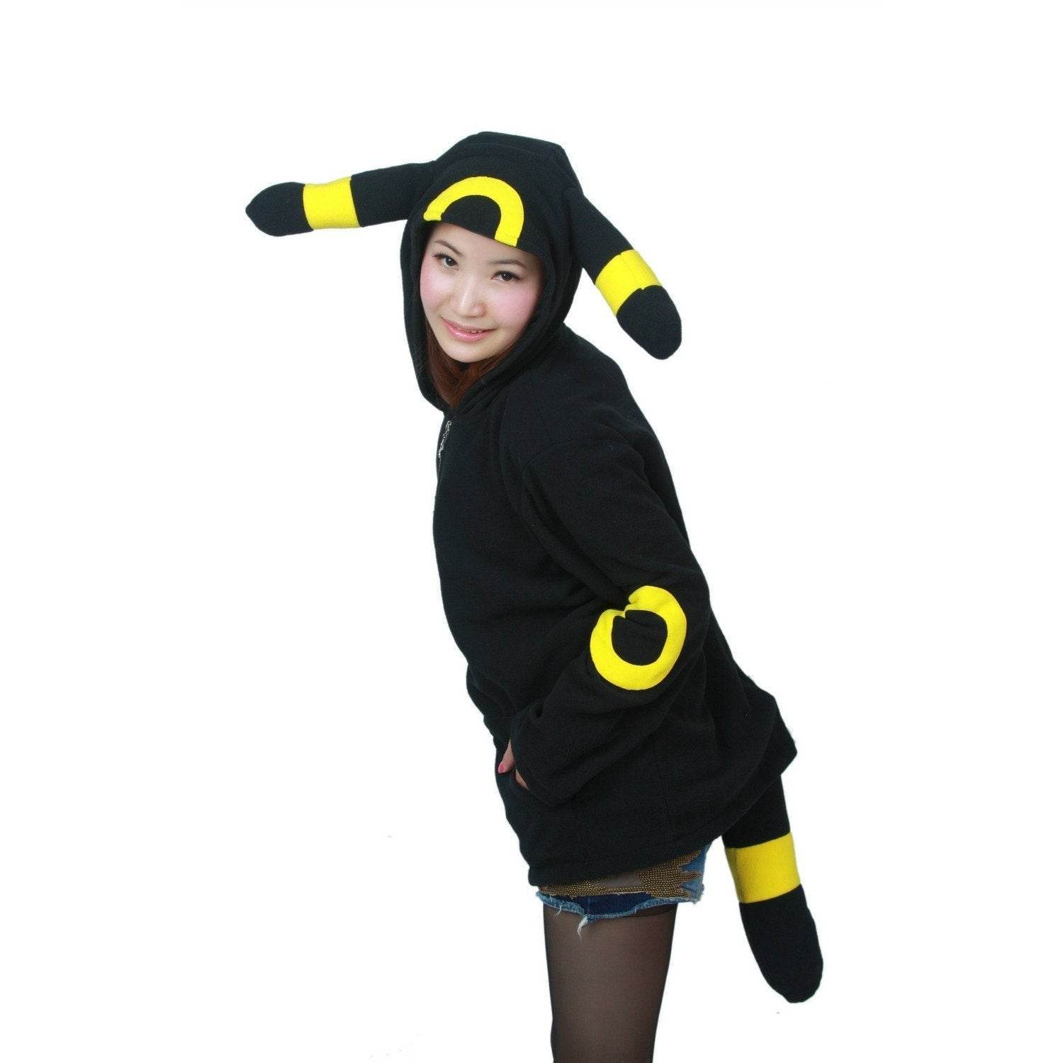 Pocket Monster Pokemon Umbreon Eevee Yellow Black Kigurumi Hoodie Coat - Azufun