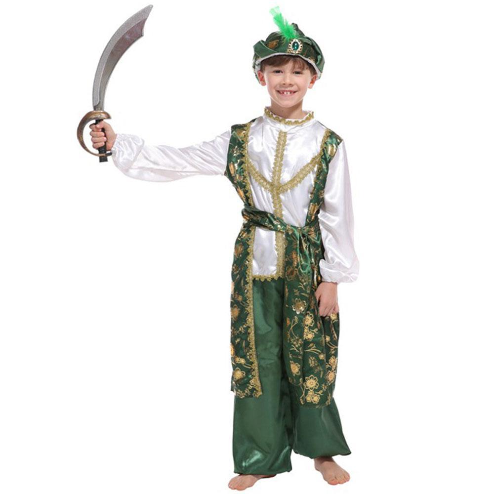 Arabian Prince Halloween Cosplay Costume Stage Performance Arab King Dress for Kids Boys