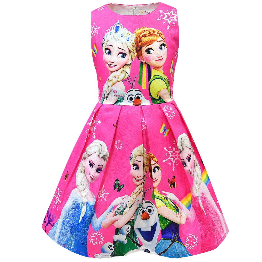 Girls Anna Elsa 2 Dress Girls Kids Party Birthday Dress Sleeveless Dress Frozen Princess Dress - Azufun