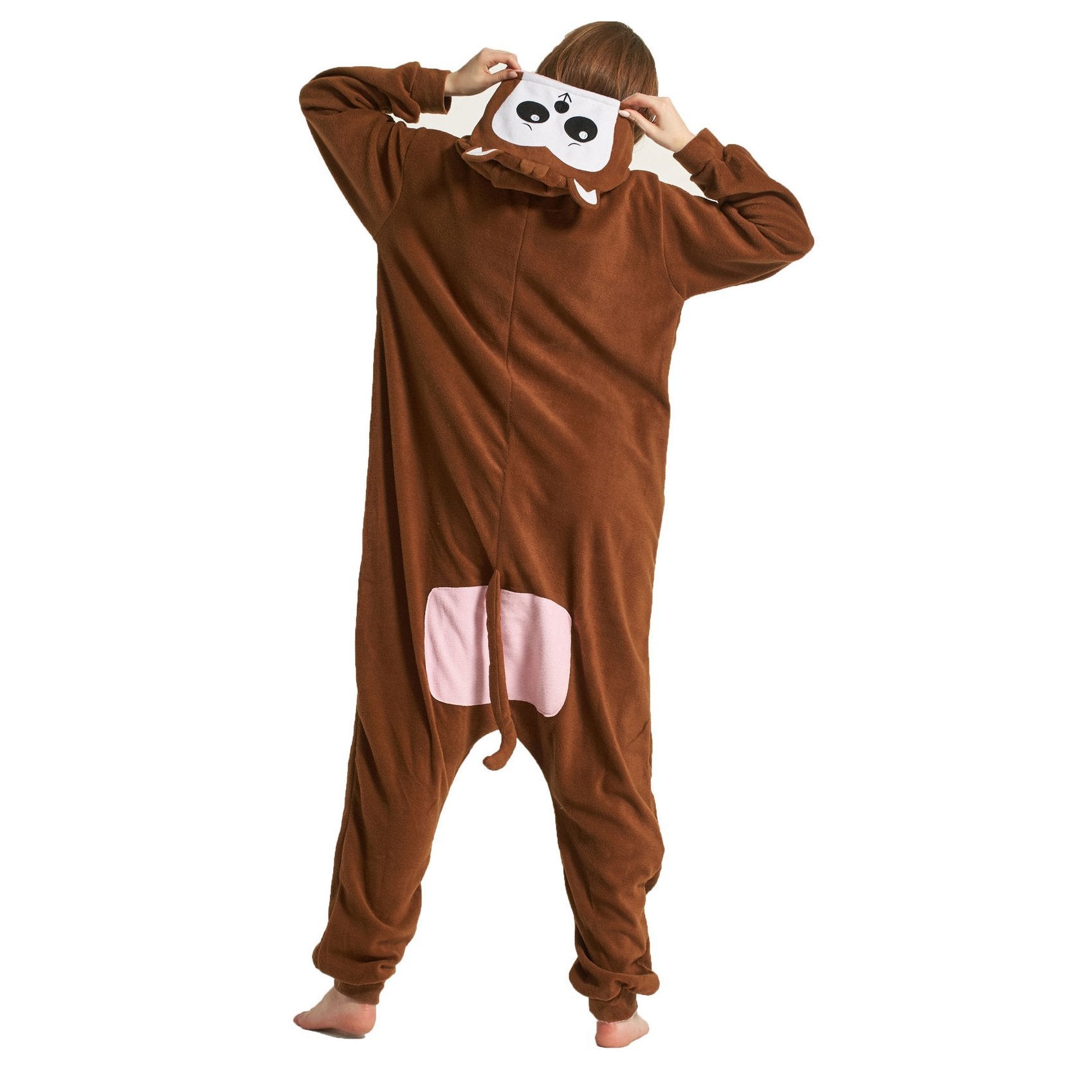 Adult Baboon Animal Pajamas Fleece Kigurumi Costume Onesie - Azufun