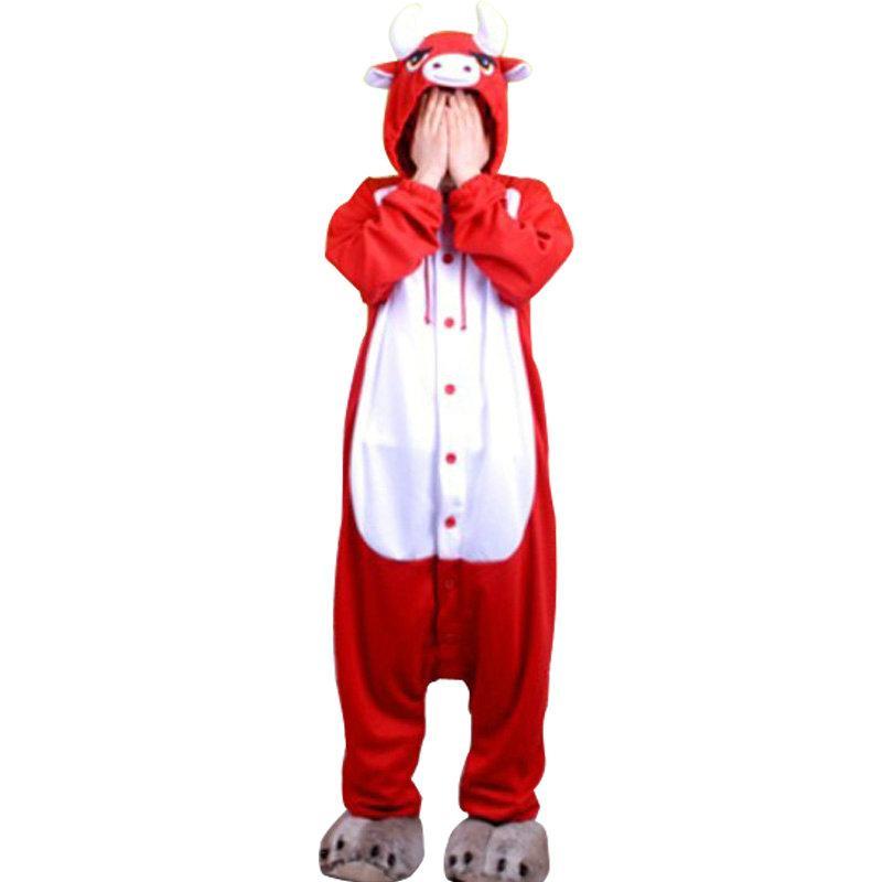 Brown Cattle Hoodie Animal Pajamas Kigurumi Costume Onesies - Azufun