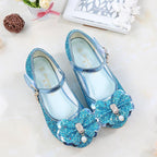 Girls Chunky Glitter Rock Bow Mary Jane Heels Dress Shoes - Azufun