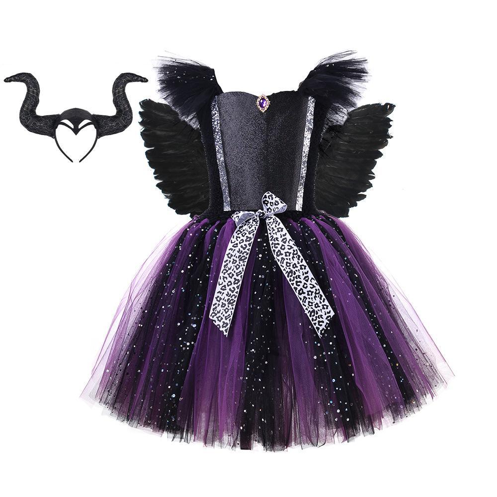 Maleficent Tutu Dress for Baby Girl Halloween Cartoon Costume - Azufun