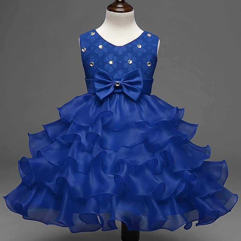 Kids Little Girls' Dress Solid Colored Flower Party Sequins Layered Sleeveless Princess Sweet Dresses - Azufun