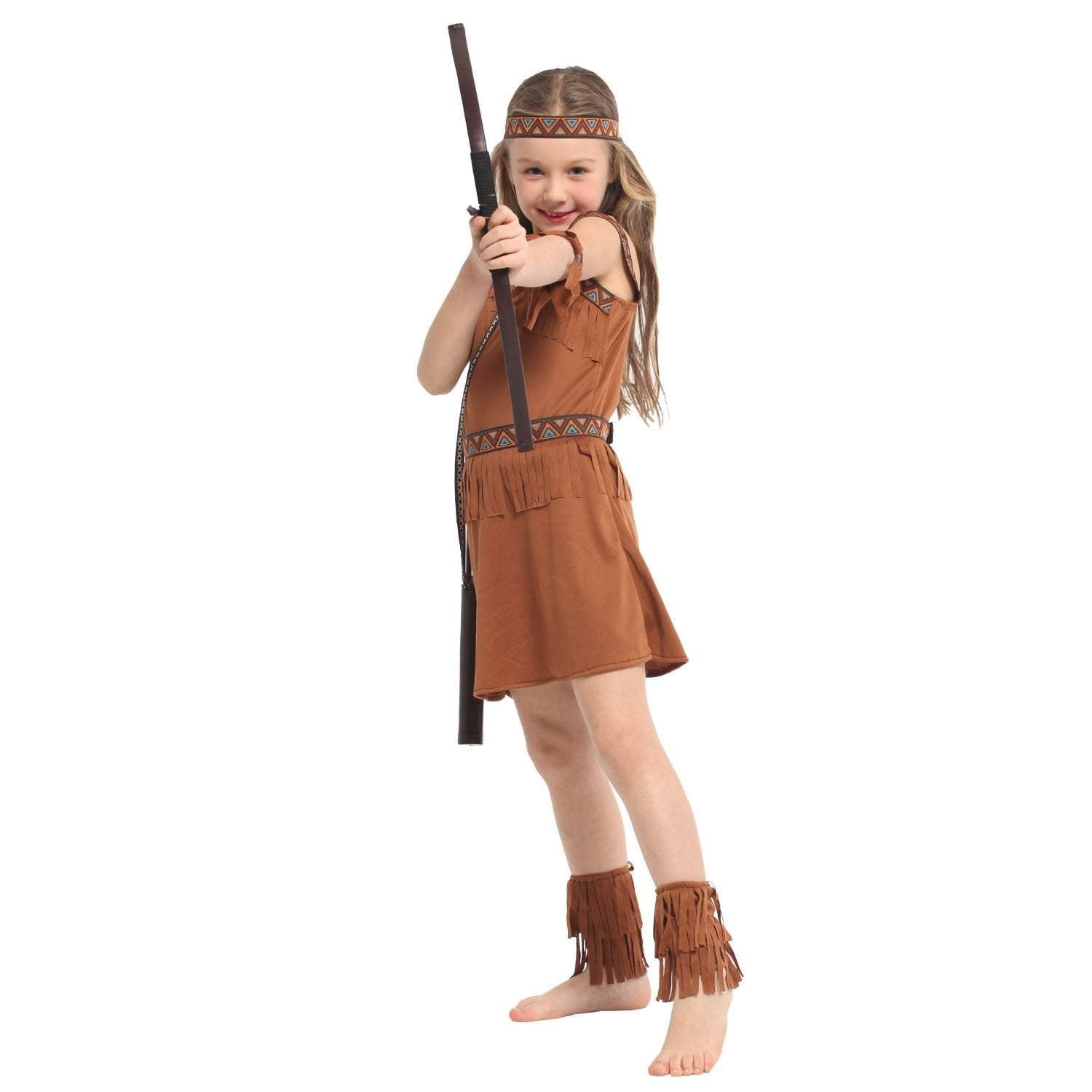 Indian Princess Cosplay Costumes Hunter Halloween Girl Dress Outfit for Kids