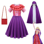 Purple hocus pocus Sarah Sanderson Cosplay Suit Costume Dress Outfits for kids - Azufun