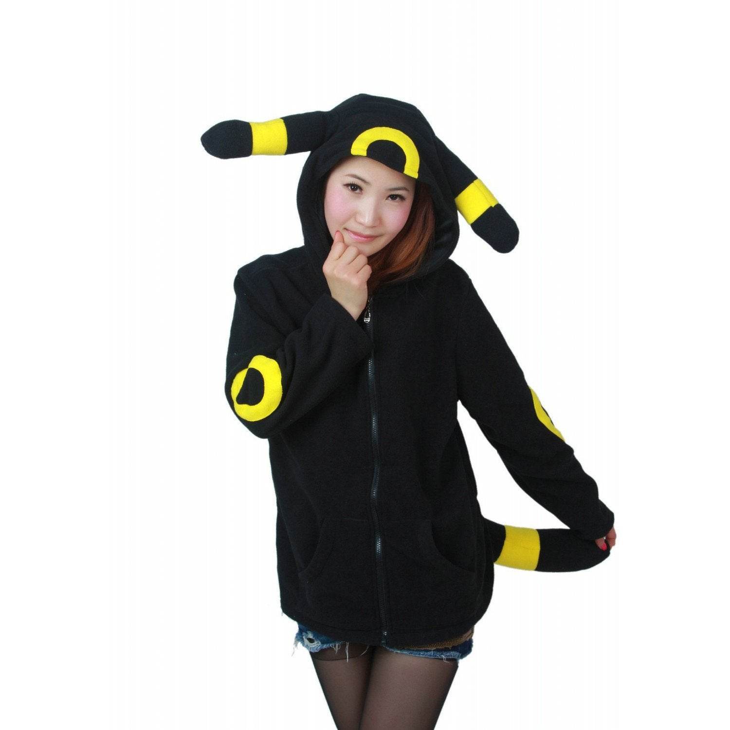Pocket Monster Pokemon Umbreon Eevee Yellow Black Kigurumi Hoodie Coat - Azufun