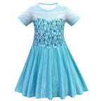Frozen Girls Dresses Cartoon Cosplay Snow Queen  Princess Elsa For Kids - Azufun