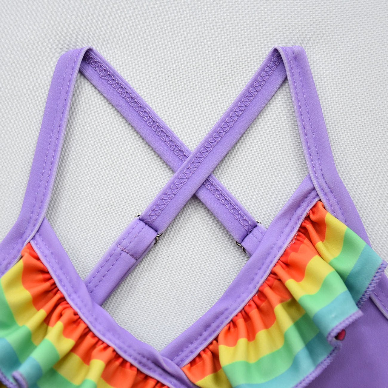 Girls One Piece Swimsuits unicorn Print Ruffle Swimwear Cross-strap sling Swimwear - Azufun