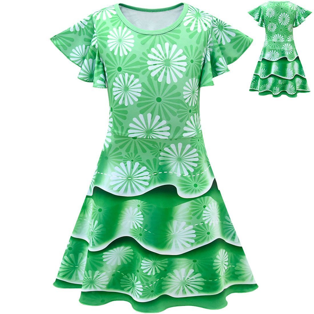 Fancy Nancy Halloween Costume Performance Costume Cosplay Green Dress - Azufun