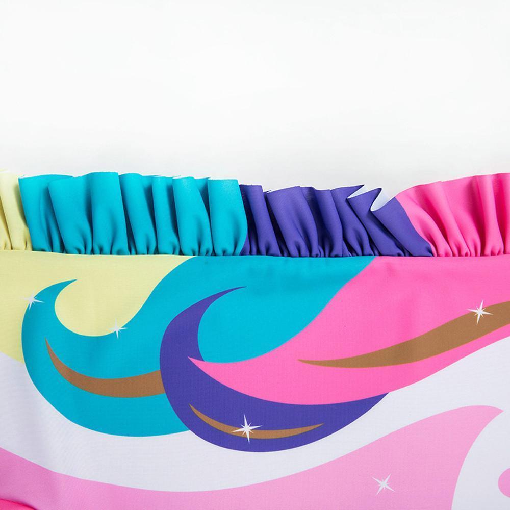 Girls One Piece Swimsuit Long Sleeve Unicorn Bathing Zip Suit with Hat - Azufun